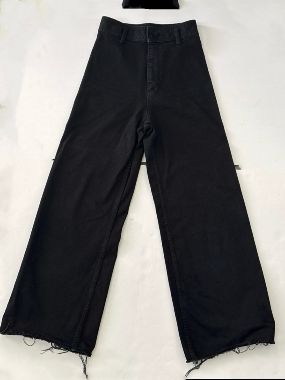 Black Wide Leg Frayed Hem Zara Jeans